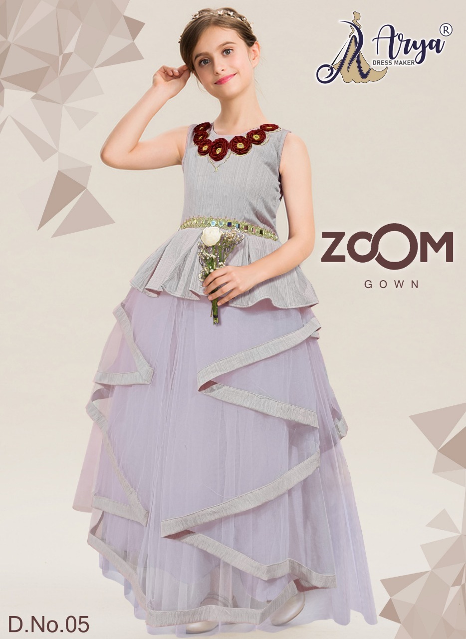 Children Gown - Imported Softnet Fabric, Hand Work Flower Butta With Original Mirror Work - Sizes 5 To 12 Years, Washable, Available In 6 Vibrant Colors