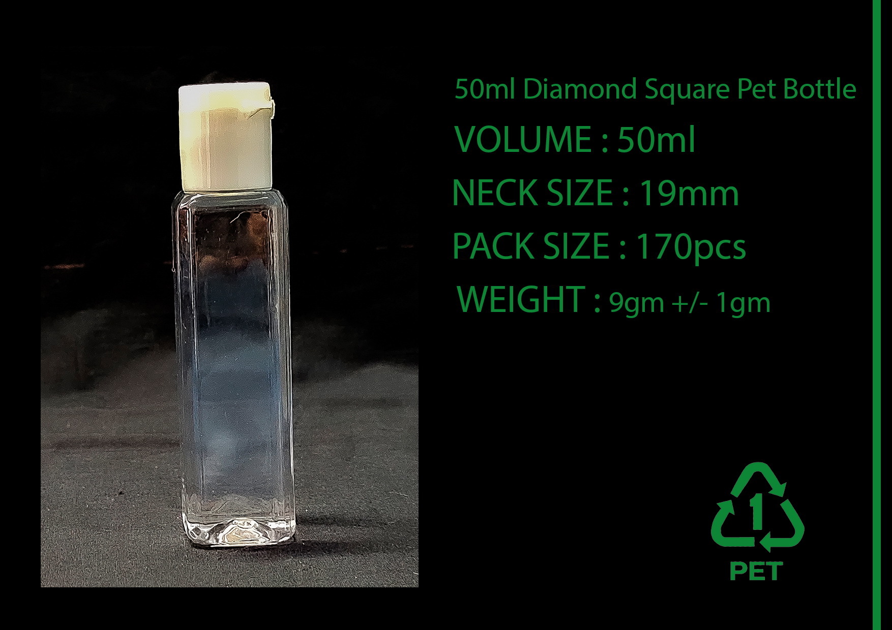 50ml Diamond Square Pet Bottle