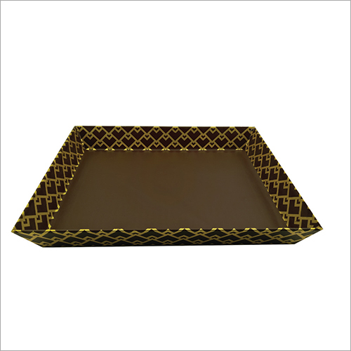 गोल्फ फ़ॉइल के साथ लैमिनेटेड मटेरियल 14X10X2 गिफ्ट हैम्पर ट्रे