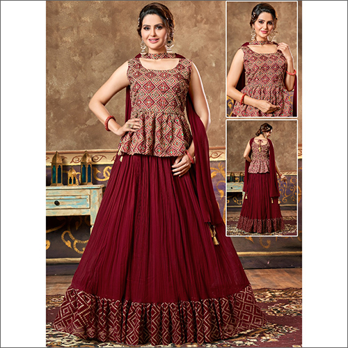 Ladies Georgette Lehenga Set - Customized Size, Printed Design | Modern Indian Ethnic Fashion