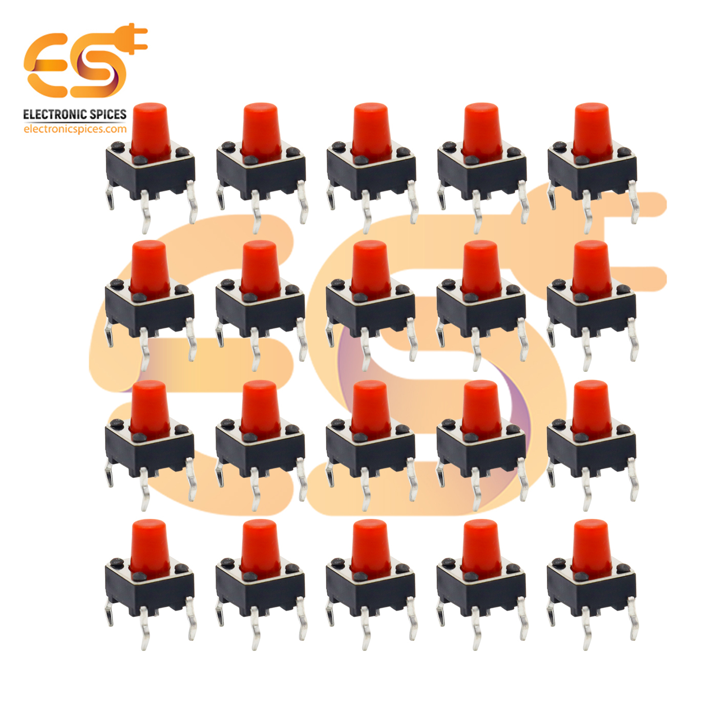6 X 6 X 7.5mm Red Color Tactile Momentary Push Buttons Switches