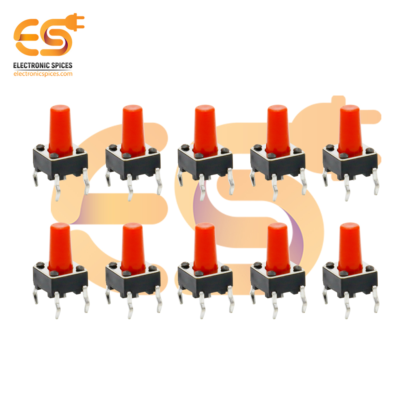 6 X 6 X 10mm Red Color Tactile Momentary Push Button Switches