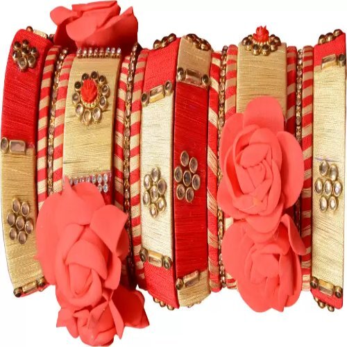 Wood Bangle Set - Gold-plated, 20g Alloy With Synthetic Diamonds | Ideal For Wedding & Engagement, Available Sizes 2.6 & 2.8