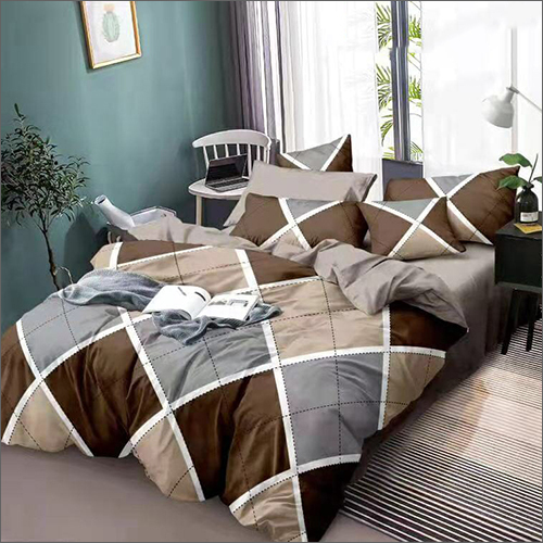 मल्टीकलर ब्राउन प्रिंटेड बेडशीट