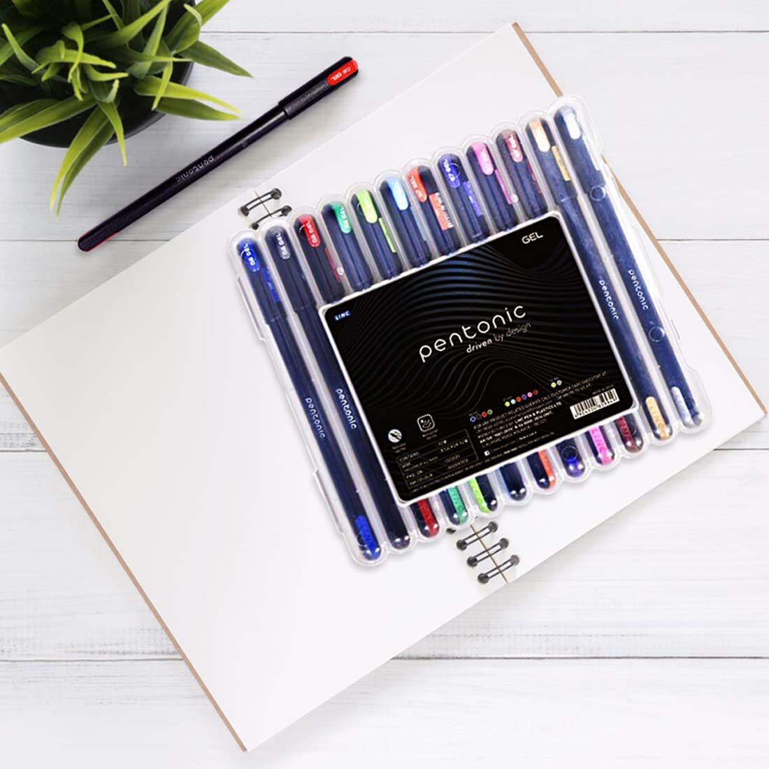 Pentonic Multicolor Gel Pen With Hard Box Case 0.6 Mm To1.0 Mm 12 Pcs Set