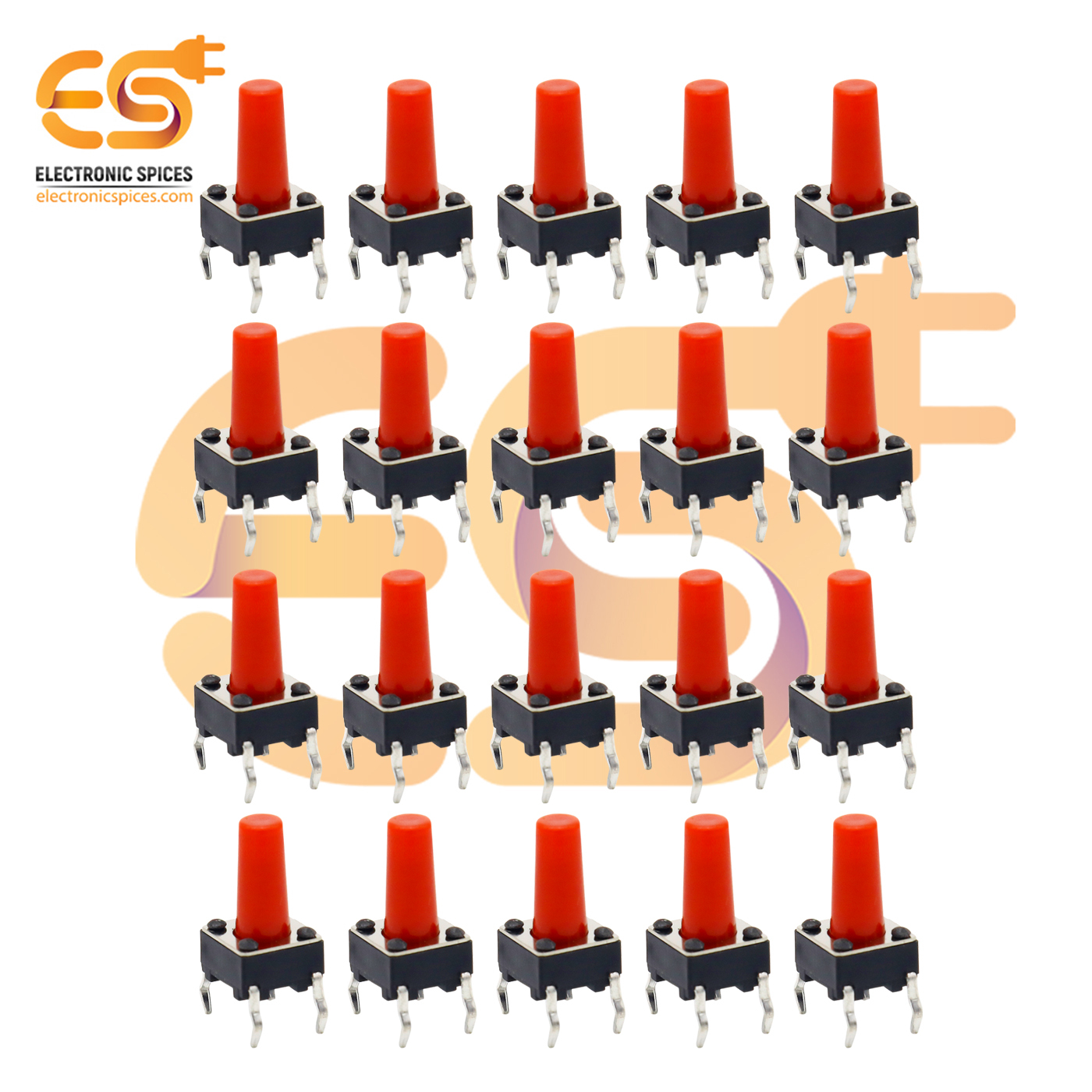 6 X 6 X 12mm Red Color Tactile Momentary Push Button