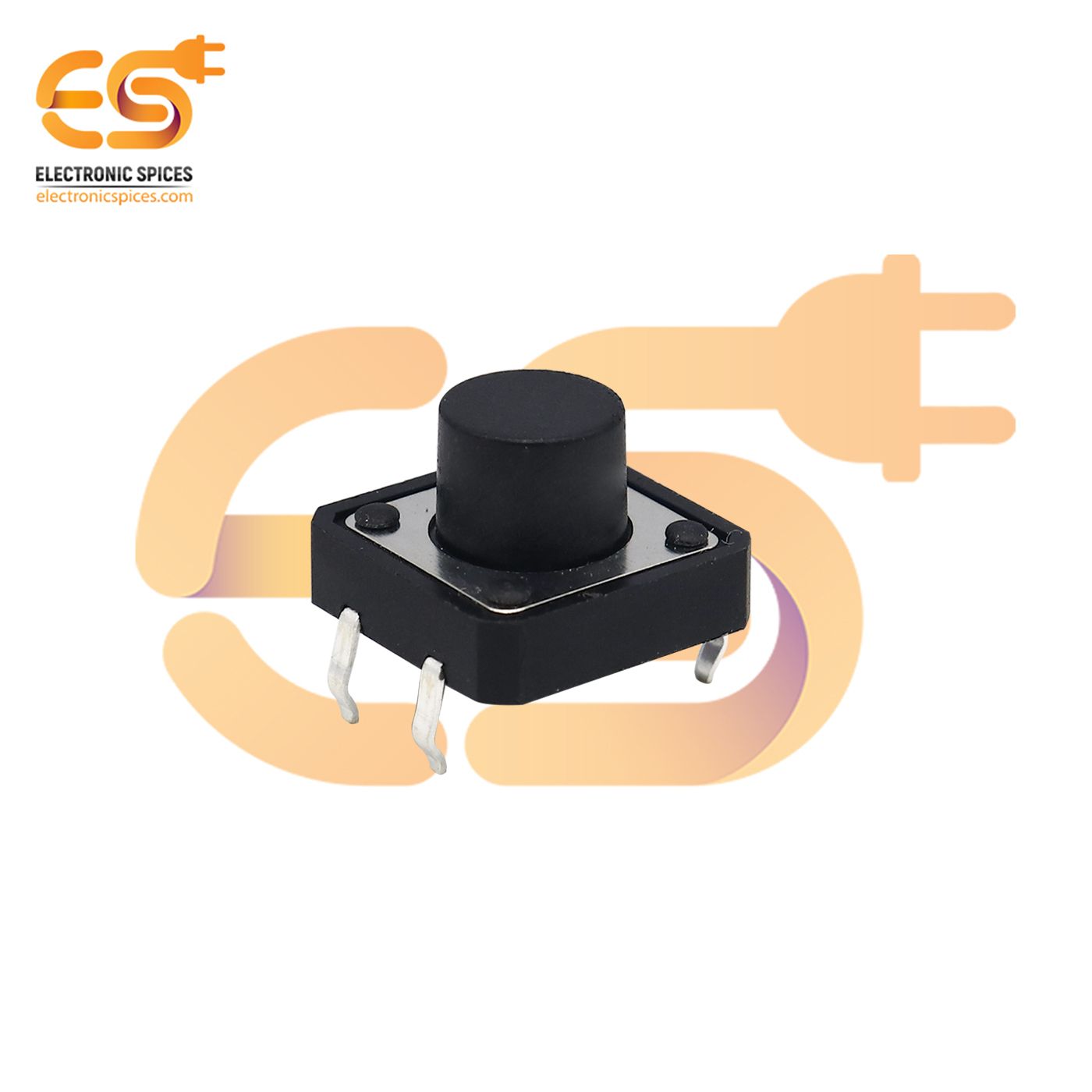 12 X 12 X 8mm Black Color Tactile Momentary Push Button Switch