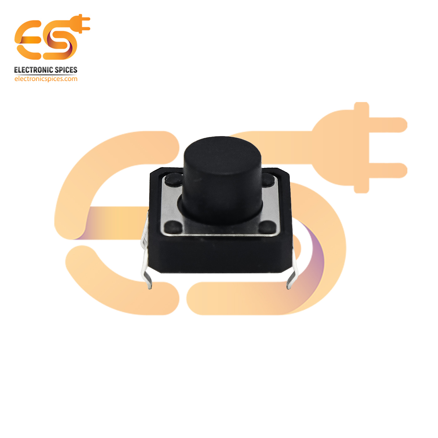 12 X 12 X 8mm Black Color Tactile Momentary Push Button Switch