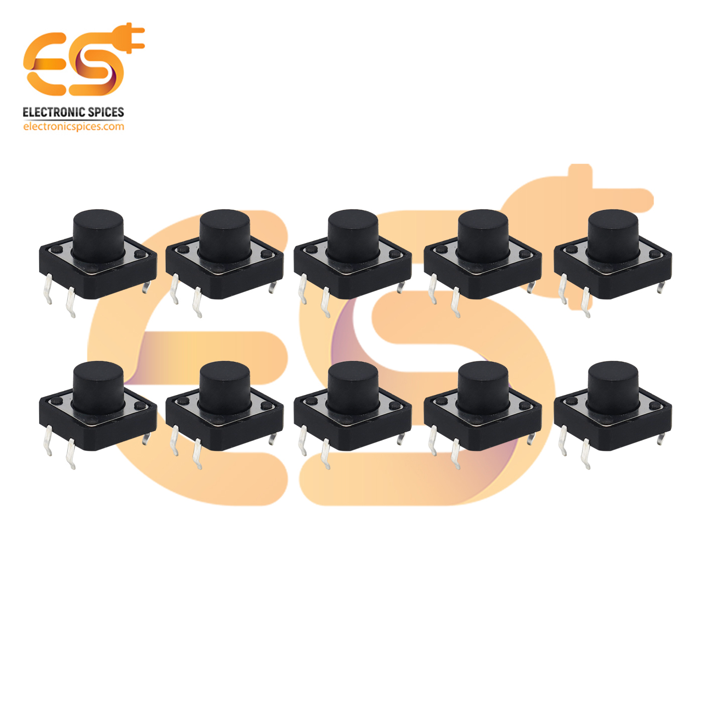 12 X 12 X 8mm Black Color Tactile Momentary Push Button Switch