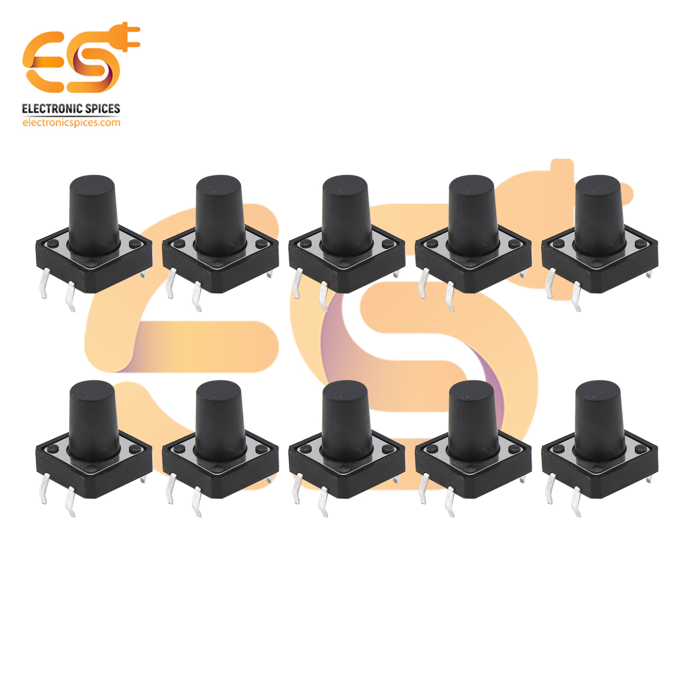 12 X 12 X 13mm Black Color Tactile Momentary Push Button Switch