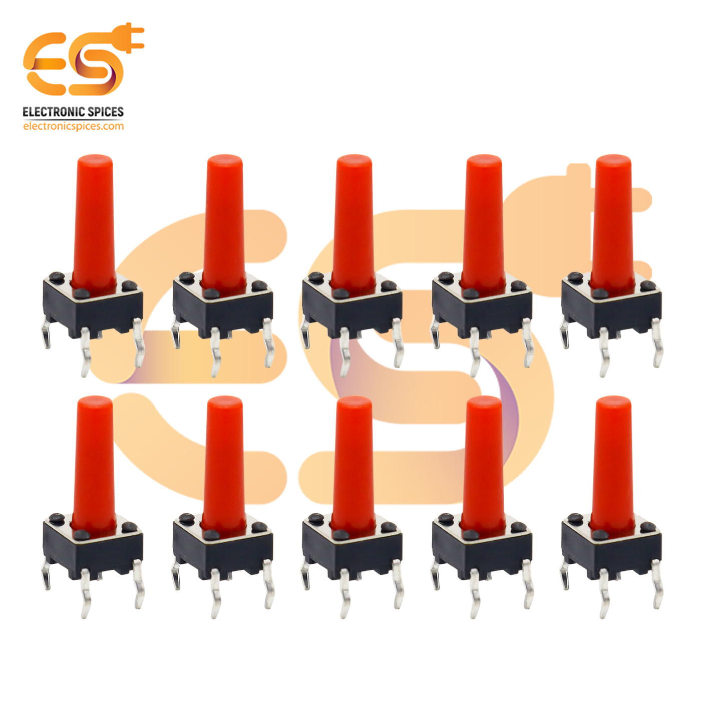 6 X 6 X 20mm Red Color Tactile Momentary Push Button Switches