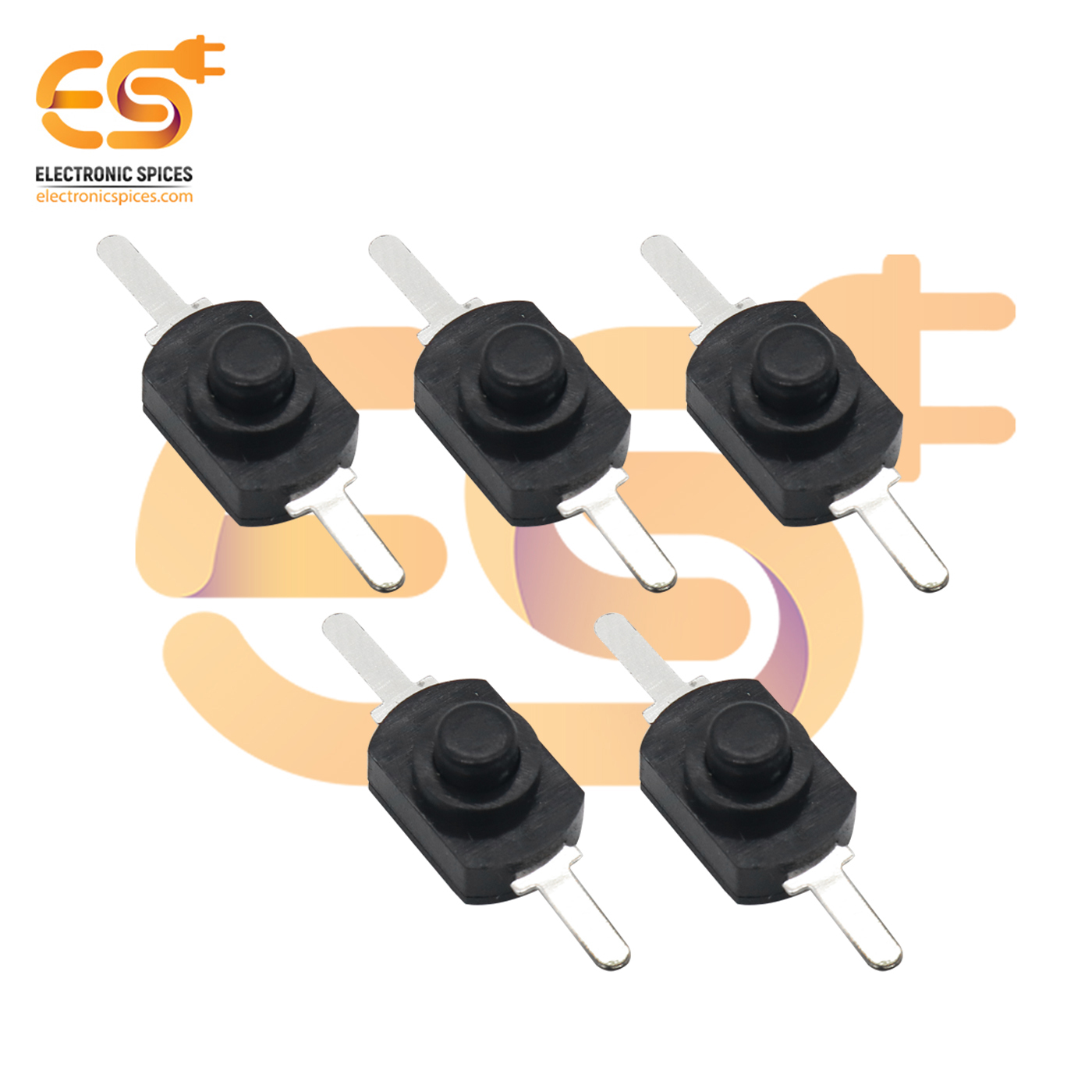 Black Color 1208yd 8mm Metal Plate Spst Self-locking Tactile Switch - 1a 30v, Durable & Moisture Resistant, Long-lasting Reliable Performance, Pack Of 5