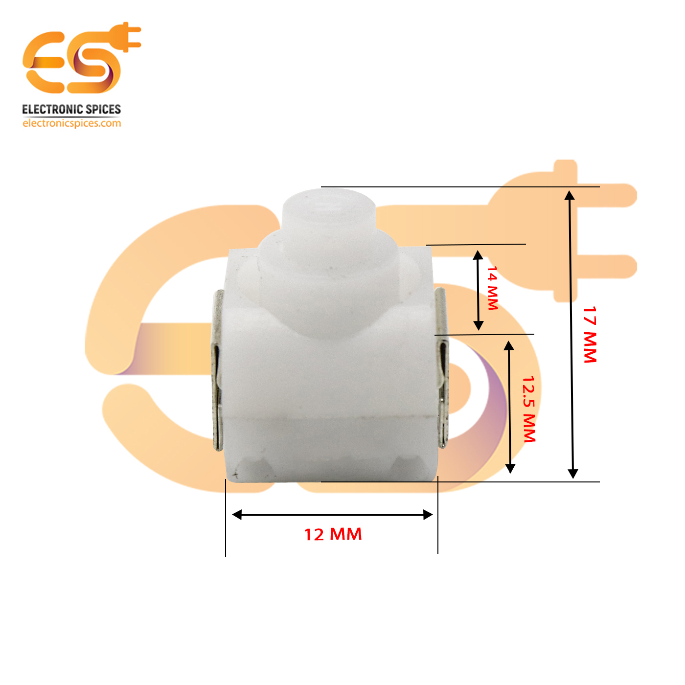 White Color 12mm Length Round Shape 1a 30v Spst Self Locking Tactile Switch