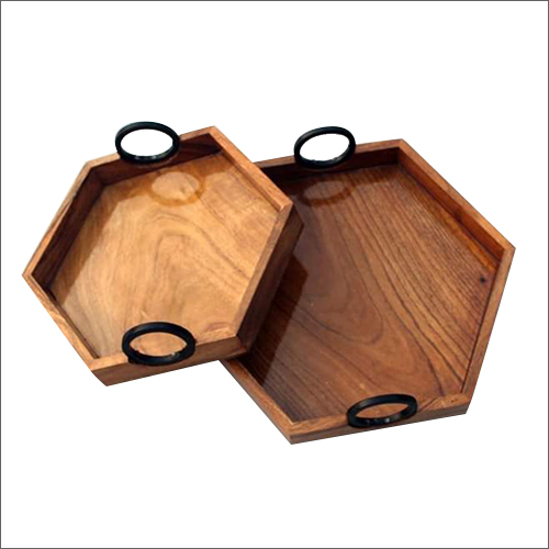 Brown Handmade Wooden Serving Tray