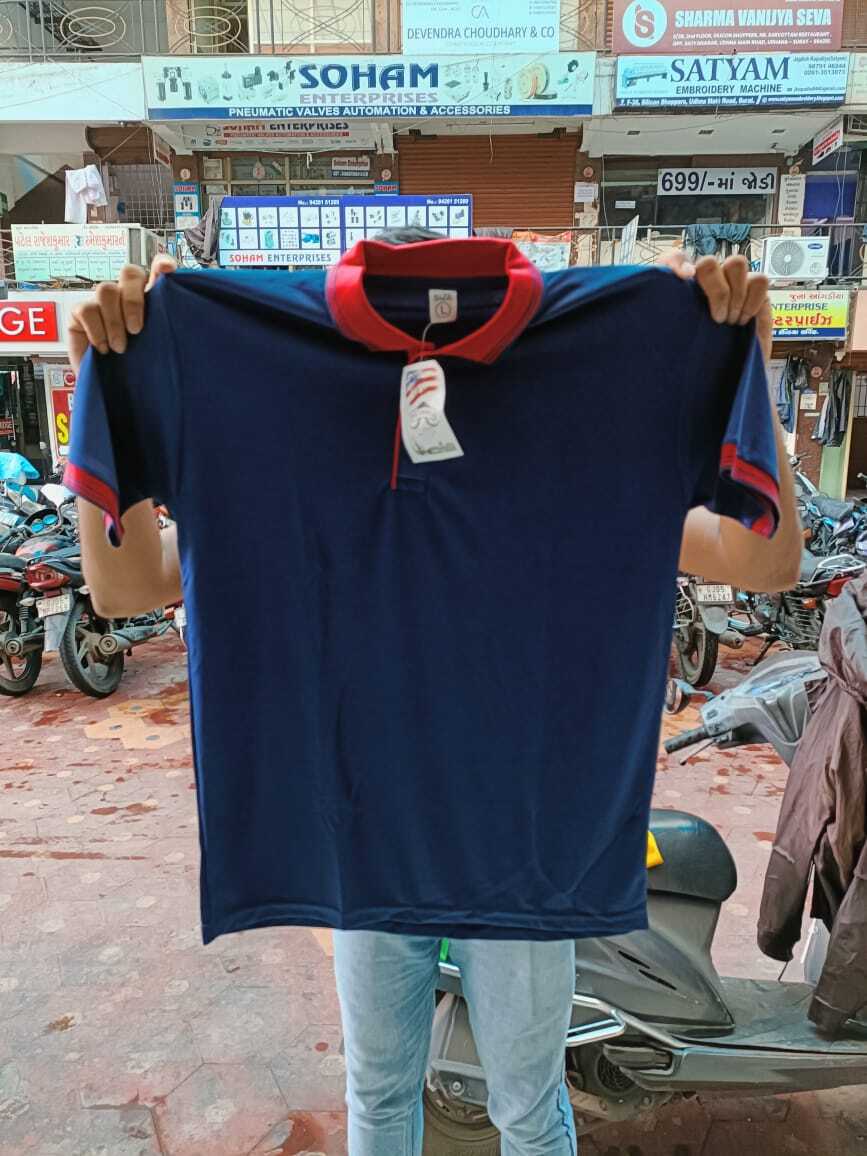 Men's Collar T-shirt - Cotton Polyester Blend, Size S To Xxl, Plain Pattern, Half Sleeves, Washable, Button Closure