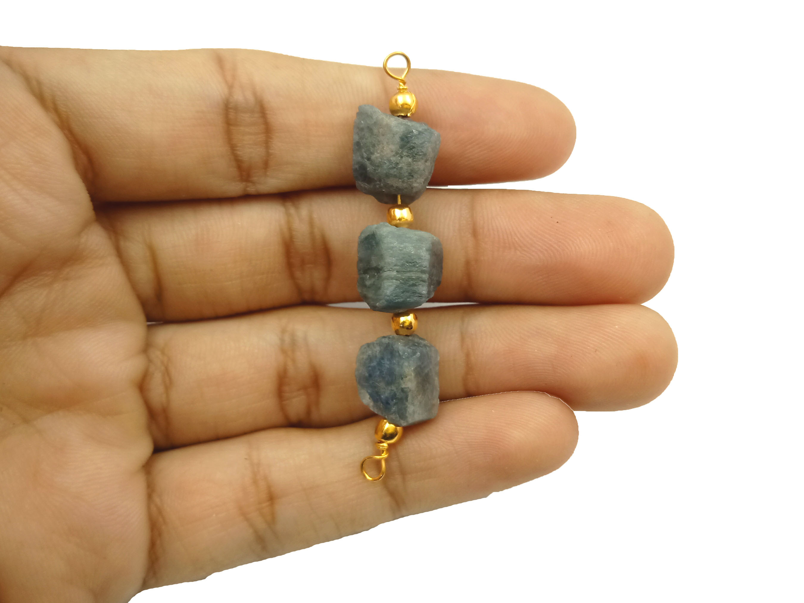 Round Raw Birthstone Three Stone Connector - Raw Gemstone Connector - Wire Wrapped Connector - Raw Connector - Natural Raw Connector