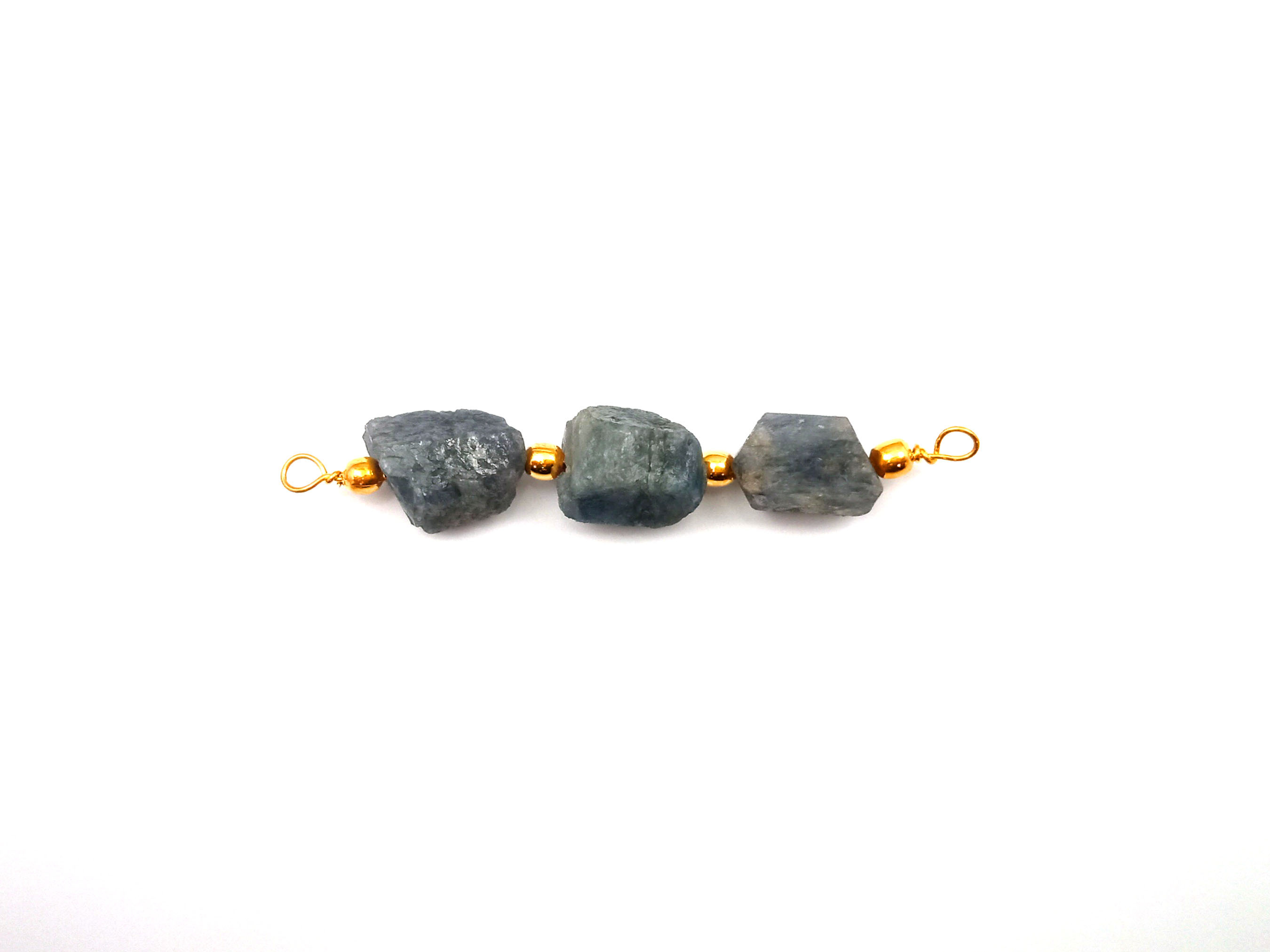 Round Raw Birthstone Three Stone Connector - Raw Gemstone Connector - Wire Wrapped Connector - Raw Connector - Natural Raw Connector