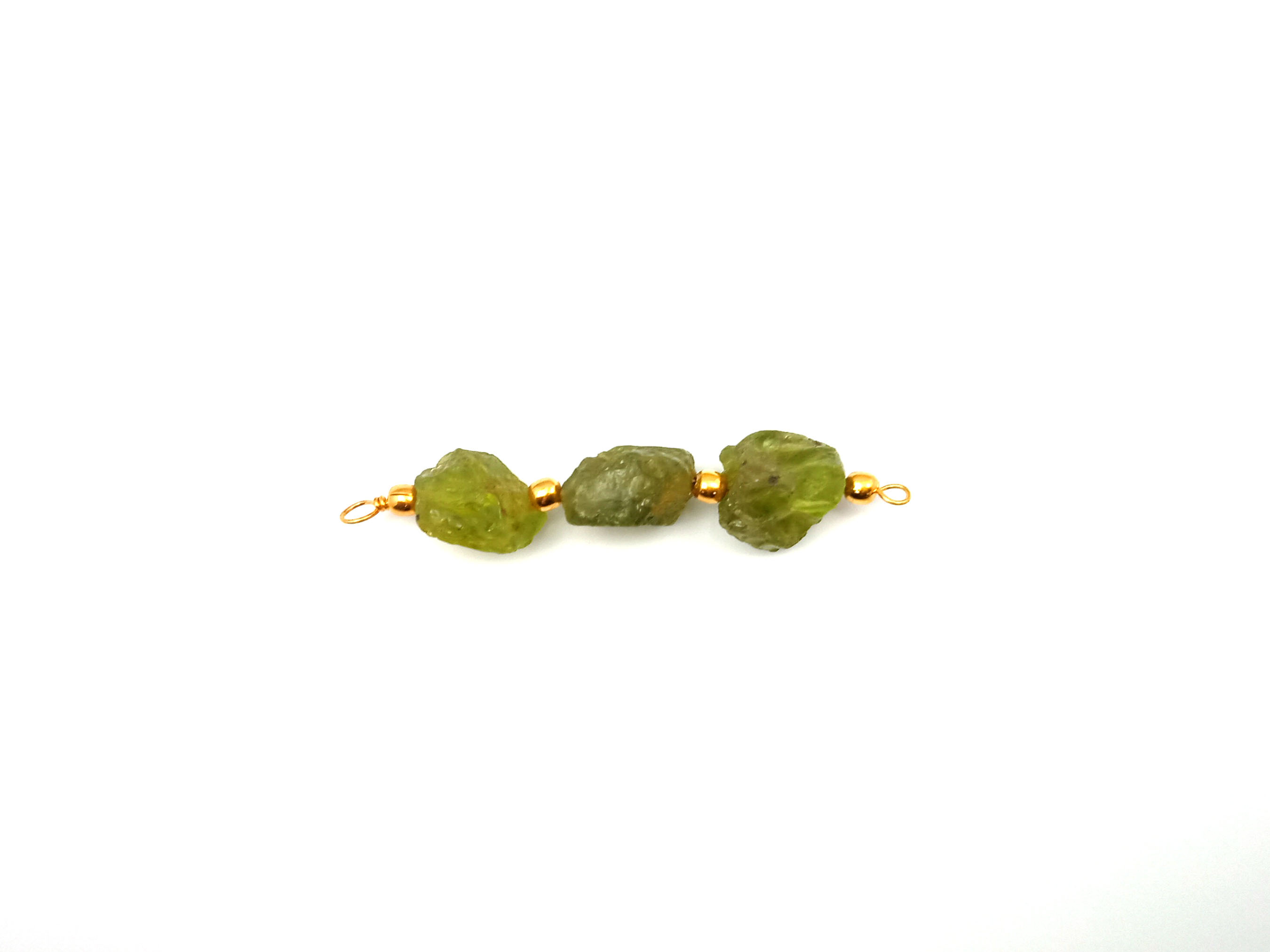 Round Raw Birthstone Three Stone Connector - Raw Gemstone Connector - Wire Wrapped Connector - Raw Connector - Natural Raw Connector