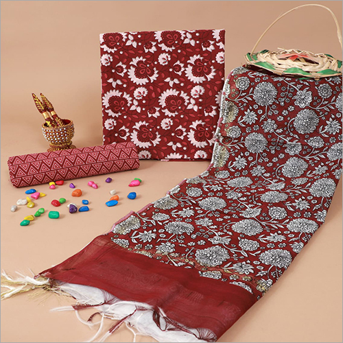 अलग-अलग रंग और डिज़ाइन में उपलब्ध लेडीज़ फ्लोरल प्रिंट कॉटन सूट दुपट्टे के साथ