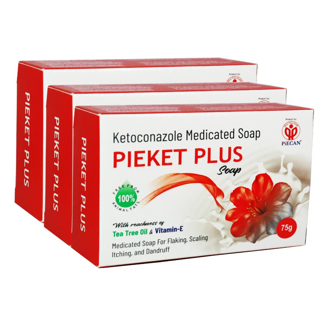Pieket Plus - Ketoconazole 2% W/w, Tea Tree Oil 0.5% W/w | Antifungal Skin Care Soap, Anti-dandruff Formula For Healthy Hair And Skin