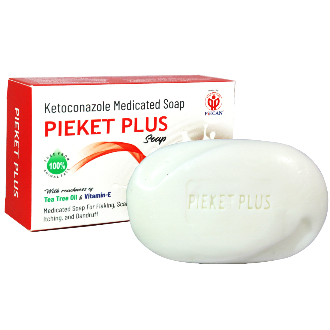 Pieket Plus - Ketoconazole 2% W/w, Tea Tree Oil 0.5% W/w | Antifungal Skin Care Soap, Anti-dandruff Formula For Healthy Hair And Skin