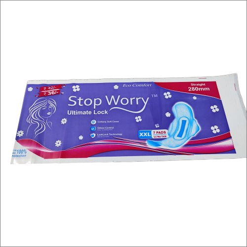 Sanitary Napkins Printed Pouches - Ldpe, Double Layer Lamination, Blue | Customized Designs, 3 Side Sealed, Rotogravure Printing
