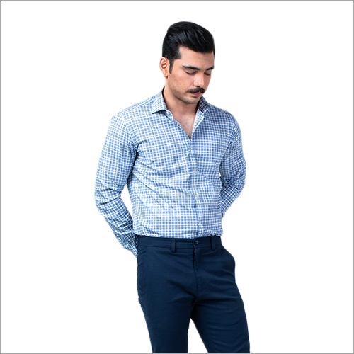 स्काई ब्लू मेन फॉर्मल फुल स्लीव शर्ट