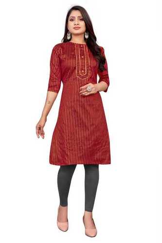 Kurties for Ladies - Printed Casual Kurties in Silky Material , Sizes S to XXL with 3-4th Sleeves, Washable Design, 500 Pieces Available