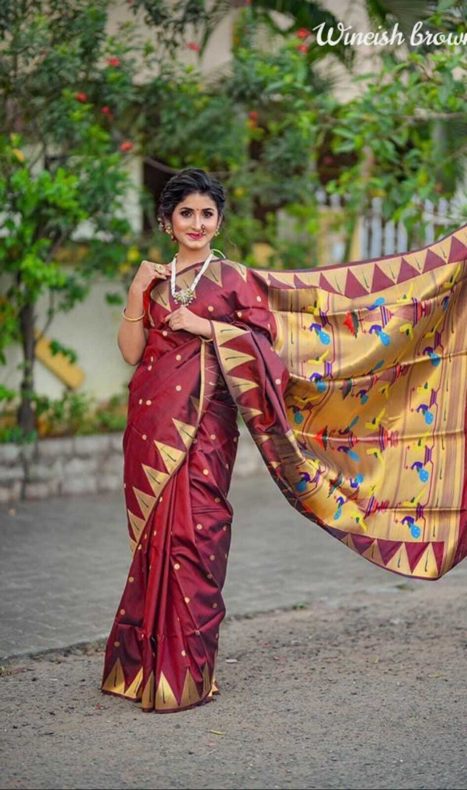 Indian Kajukatri Paithani Saree