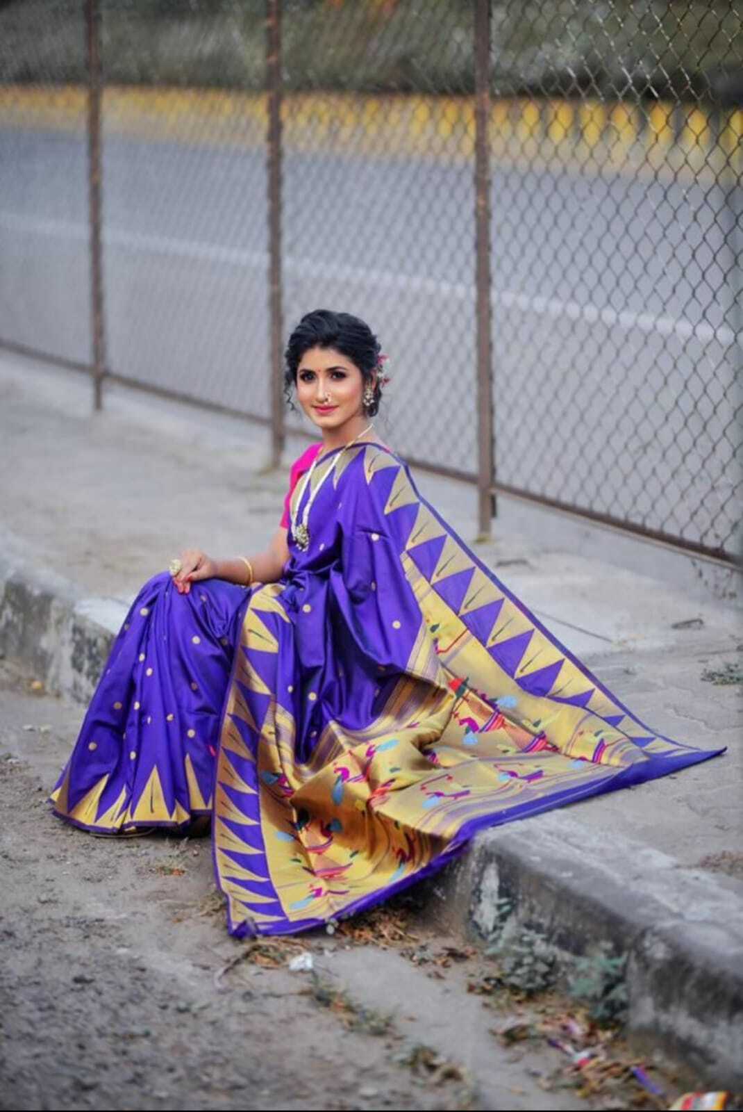 Indian Kajukatri Paithani Saree