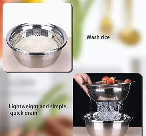 Smart 3 In 1 Stainless Steel Slicer - 11 Inch Multi-purpose Vegetable Cutter, Elegant Design With Drain Basin & Julienne Grater