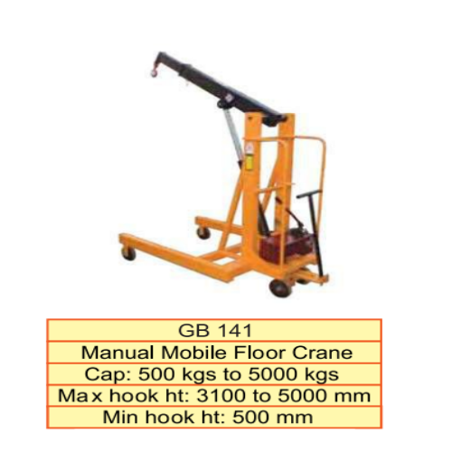 Manual Mobile Floor Crane Application: Construction By Globus Logistics Equipments Corporation