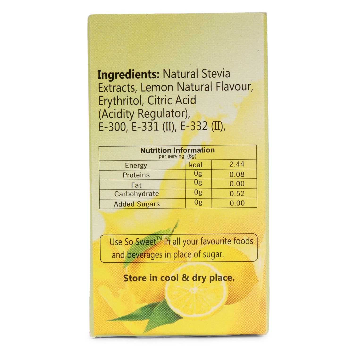 Stevia Lemon Drink Mix - 12 Sachets Of 6gm | 100% Pure, Sweet Flavor, 2-year Shelf Life