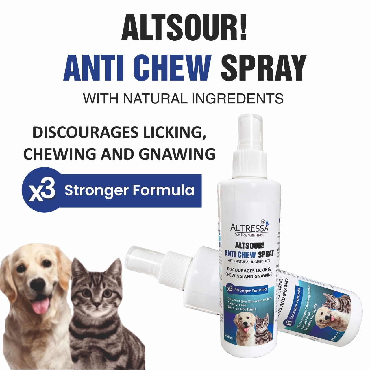 Anti Chew Spray - 250 Ml | No-bite Formula For Dogs & Small Animals, Harmless Deterrent Against Unwanted Chewing And Licking