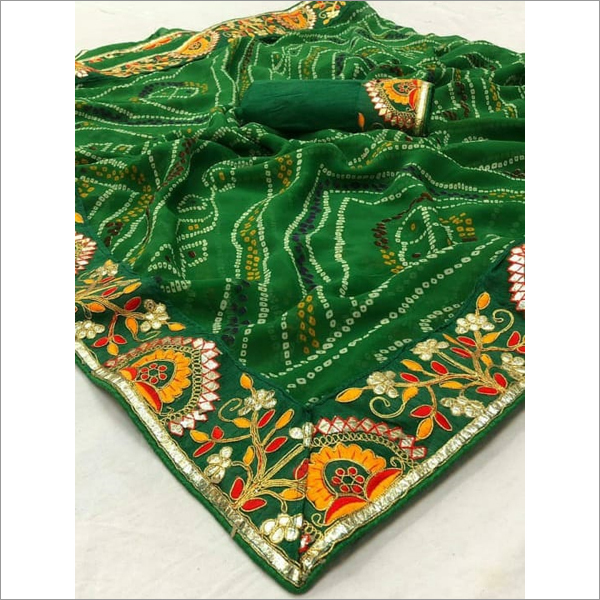 Bandhani Saree - Georgette, 5.5 Meters Length X 1.15 Meters Width, Yellow | Wedding Occasion, Ethical Design, Gorgeous Look
