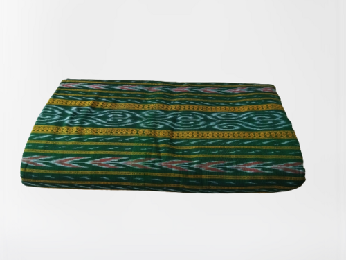 ग्रीन ग्लुएंडिचा हाट संबलपुरी सर्टिफाइड हैंडलूम कॉटन फैब्रिक