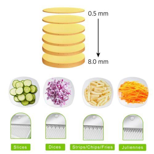 Hand Press Vegetables Chopper - High-quality Food-grade Abs, 13x13x33 Cm, Blue & White | Multi-functional With 40 Thickness Settings, Easy To Clean