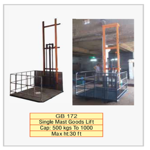 सिंगल मास्ट गुड्स लिफ्ट