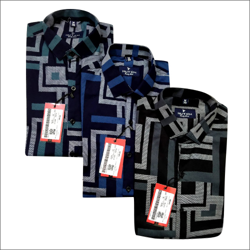 वॉशेबल ब्लैक ग्रे प्रिंटेड कॉटन शर्ट्स