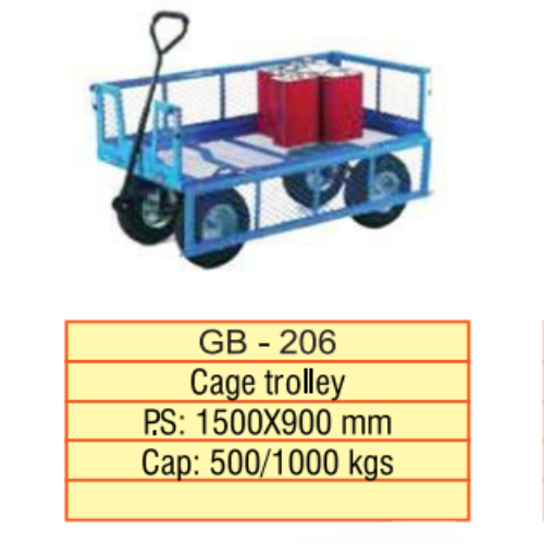 Cage Trolley - Mild Steel, 1500x900mm , Blue - 500-1000 Production Capacity, Industrial Application