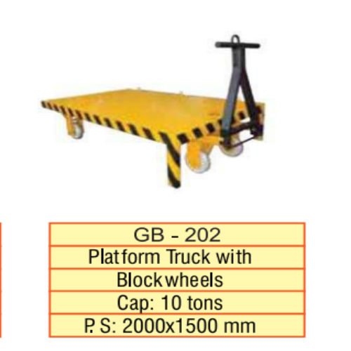 ब्लॉक व्हील्स के साथ प्लेटफ़ॉर्म ट्रक