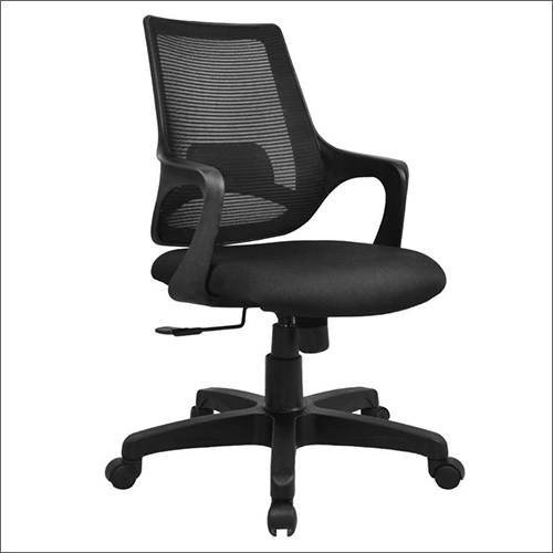 Office Revolving Chair - Leatherette and Polyester, Modern Black Design with Rails | Durable, Lightweight, Rust Proof, No Assembly Required, Smooth Finish