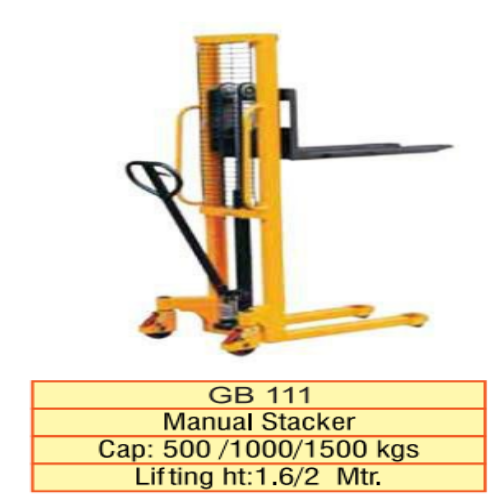 Manual Stacker - 2000mm Height, Yellow & Black | Strong, Easy To Operate, Manual Power Source