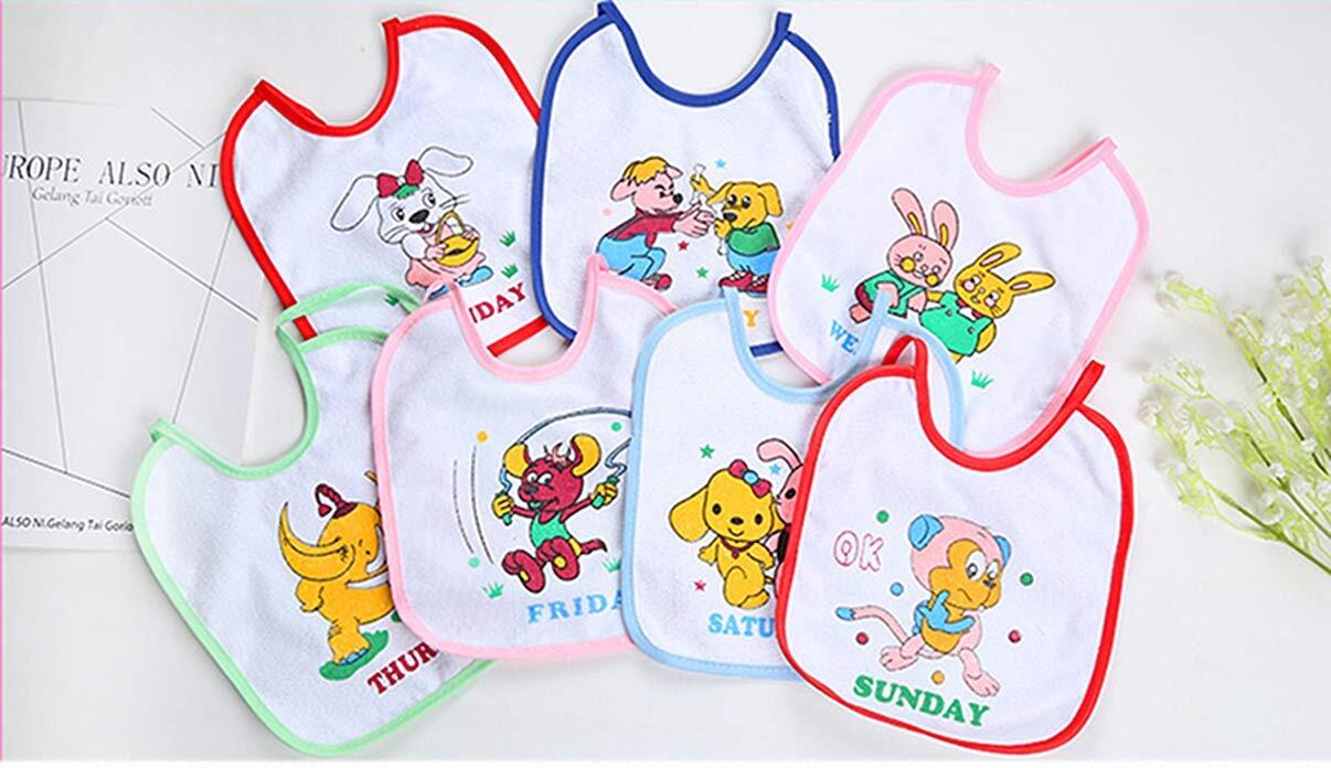 Seven Days Bibs - Cotton Blend, Medium Size, Multicolors | Waterproof, Odor-proof, Stain-proof, Easy To Clean, Fun Illustrations