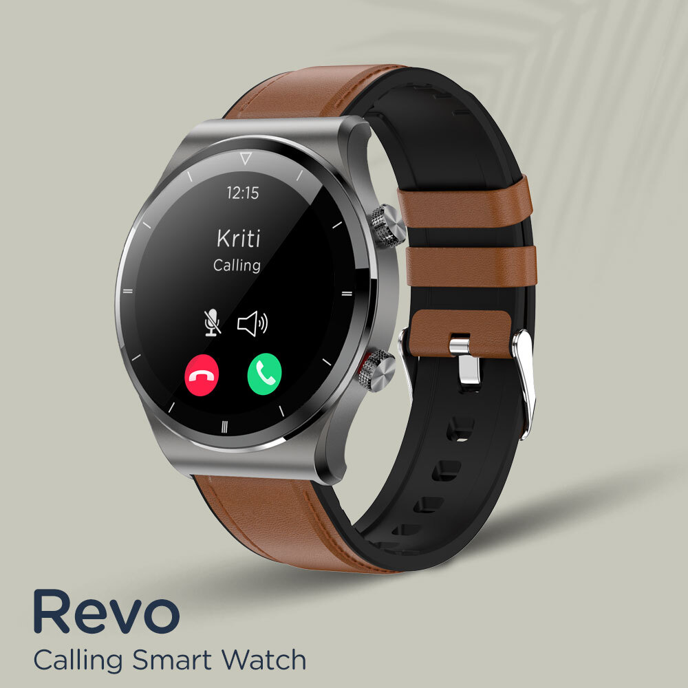 Tan Leather Revo - Classic Round Dial Calling Smart Watch