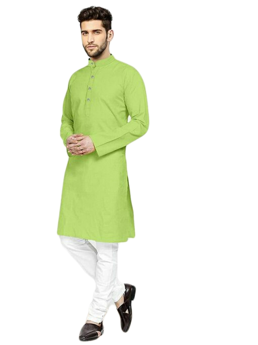 Mens Ethenic Kurta - Cotton Fabric, Size=32*40, Plain Pattern, Long Sleeves | Washable, Ideal For Formal Occasions