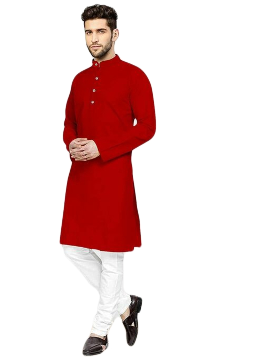 Mens Ethenic Kurta - Cotton Fabric, Size=32*40, Plain Pattern, Long Sleeves | Washable, Ideal For Formal Occasions