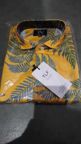 Cotton Poly Shirt - Men's Long Sleeve Printed Design, Sizes M-XXL | Button Closure, Washable, 1000 Pieces Minimum Order