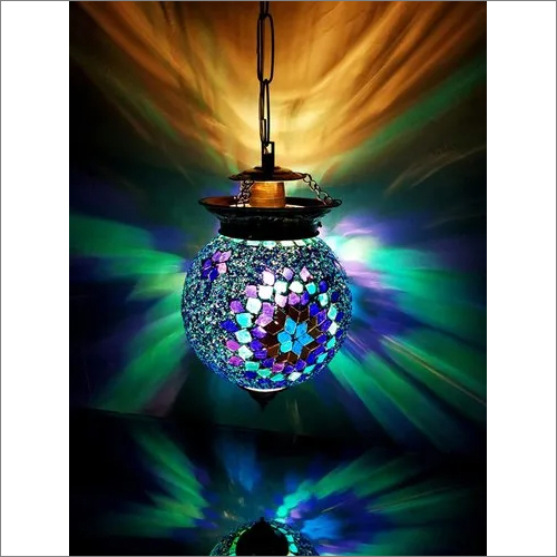 ग्लास यूनीक ब्लू मोज़ैक हैंगिंग पेंडेंट लाइट सीलिंग