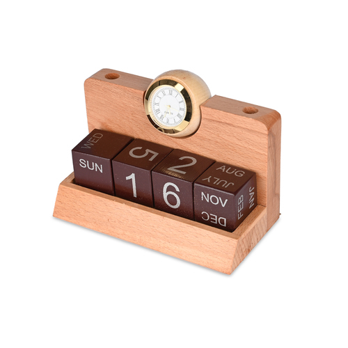 Wooden Pen Holder With Calendar Blocks Dw 5203
